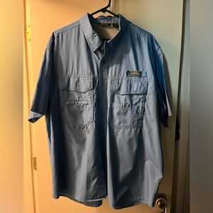 Eddie Bauer sport button up men’s blue fishing shirt 2X